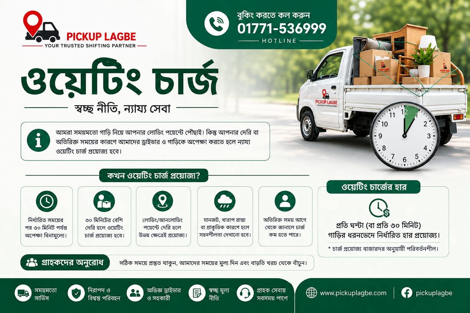 পিকআপ লাগবে ওয়েটিং চার্জ লিস্ট। পিকআপ লাগবে ডেমারেজ লিস্ট। PICKUP LAGBE Waiting Charge list